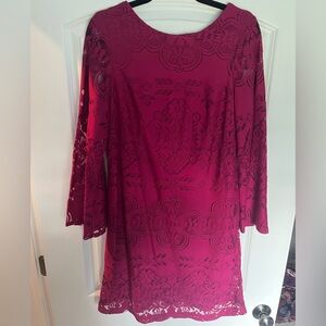 New York & Company Burgundy Lace Dress